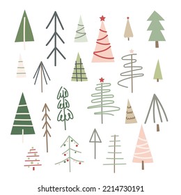 Set of Christmas trees. Vector illustration.