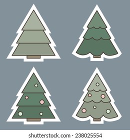 Set of Christmas Trees. Vector illustration.