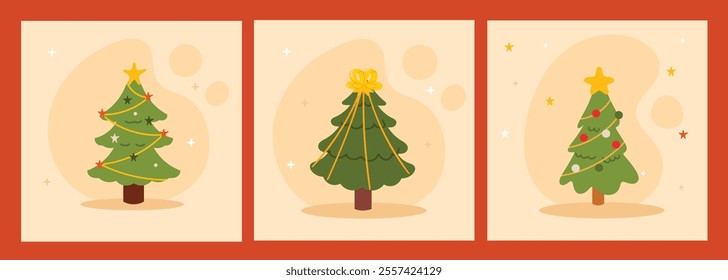 Set of Christmas trees. Vector illustration in a flat style. Christmas tree.