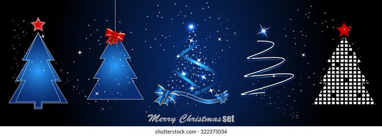 Conjunto de árboles de navidad. Ilustración vectorial.