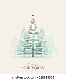 Set of Christmas trees, vector illustration Forest