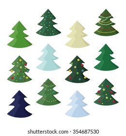 Set of Christmas trees - vector illustration