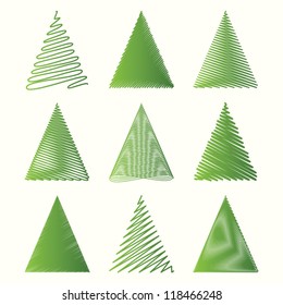 Set of Christmas trees, vector stylized