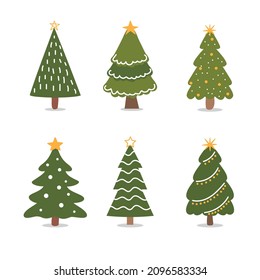 set of christmas trees, vector, christmas tree on white background