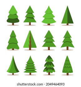 Set of Christmas trees. Winter holiday. Icons collection.