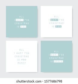 Set of Christmas type cards. Creative typographic slogan. Winter vector illustrations of text.