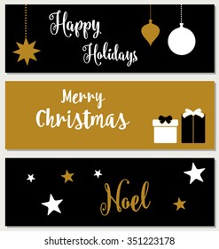 Set of Christmas typographic vector design for website header and banner