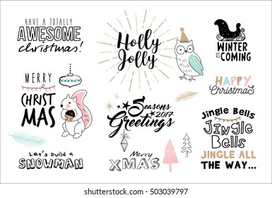 Set of Christmas typography and design elements