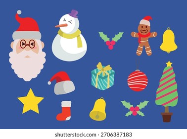 Satz von Weihnachts-Vektorkarikaturen-Symbolen