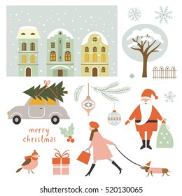 Set of Christmas vector elements and illustrations