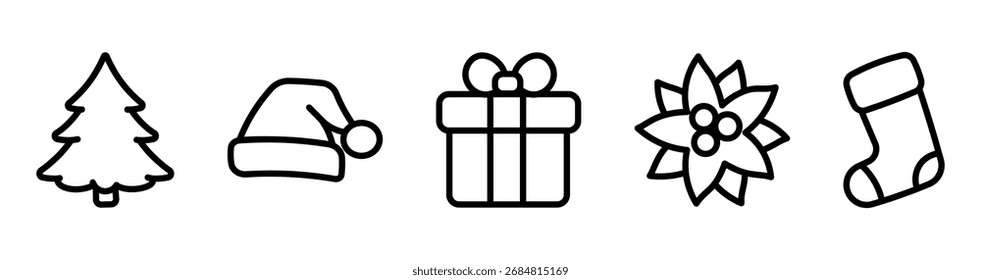 Set of Christmas vector icons. Flat colored Cristmas icons. Vector Illustration. Premium quality graphic design collection icons for websites, web design, mobile app
