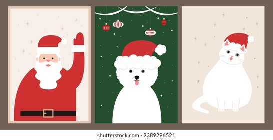 Conjunto de ilustraciones vectoriales de Navidad.