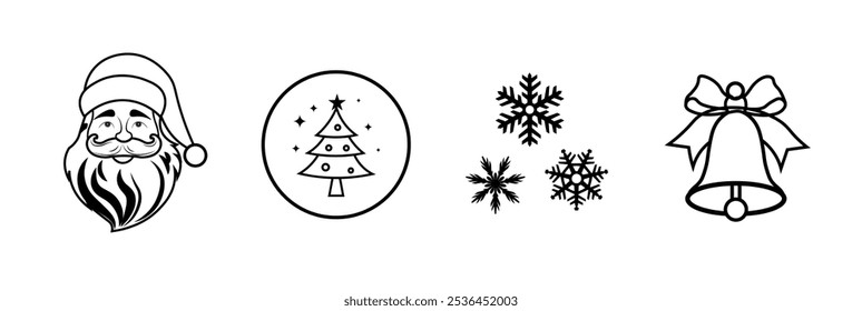 set of Christmas vector outline icon vector illustration