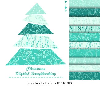 set of Christmas vector paper for scrapbook