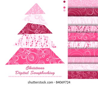 set of Christmas vector paper for scrapbook