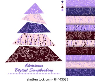 set of Christmas vector paper for scrapbook