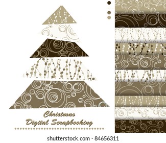 set of Christmas vector paper for scrapbook