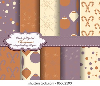 set of Christmas vector paper for scrapbook