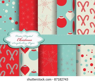 Set Of Christmas Vector Paper For Scrapbook