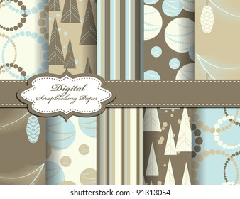 Set Of Christmas Vector Paper For Scrapbook