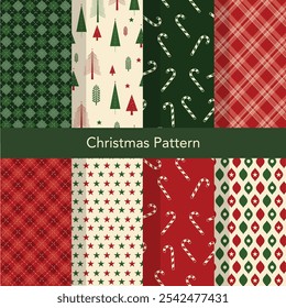 Set of Christmas vector seamless, snowflakes, stars. Loopable design for wrapping paper, textile, background, banner,Vector illustrations.