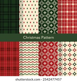 Set of Christmas vector seamless, snowflakes, stars. Loopable design for wrapping paper, textile, background, banner,Vector illustrations.