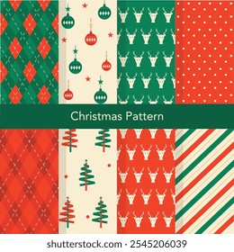 Set of Christmas vector seamless, snowflakes, stars. Loopable design for wrapping paper, textile, background, banner,Vector illustrations.