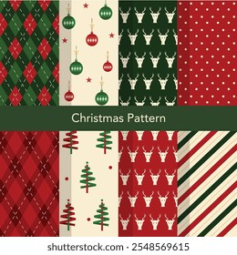 Set of Christmas vector seamless, snowflakes, stars. Loopable design for wrapping paper, textile, background, banner,Vector illustrations.