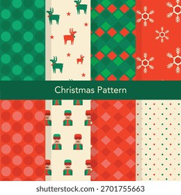 Set of Christmas vector seamless, snowflakes, stars. Loopable design for wrapping paper, textile, background, banner,Vector illustrations.