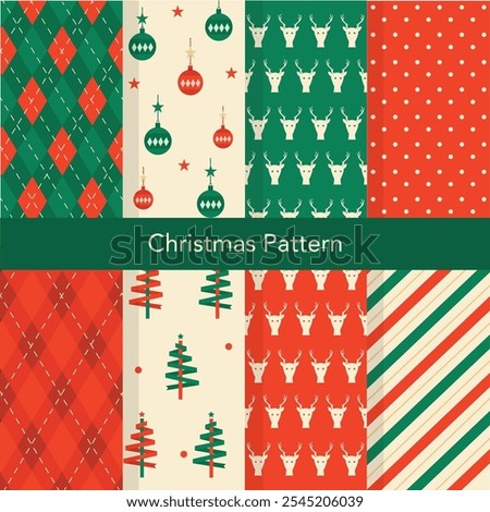 Set of Christmas vector seamless, snowflakes, stars. Loopable design for wrapping paper, textile, background, banner,Vector illustrations.