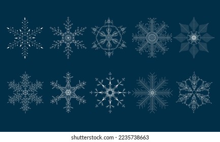 Set of Christmas vector snowflakes
