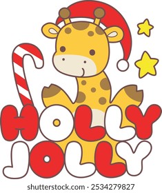 Set Christmas Vector Stock Illustrations of Baby Giraffe.
Cute giraffe animals with christmas theme.
A holly jolly of giraffe