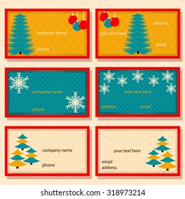 set of Christmas vector templates for invitations, business cards