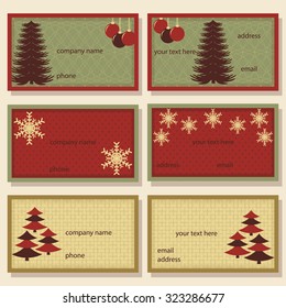 set of Christmas vector templates for invitations, business cards