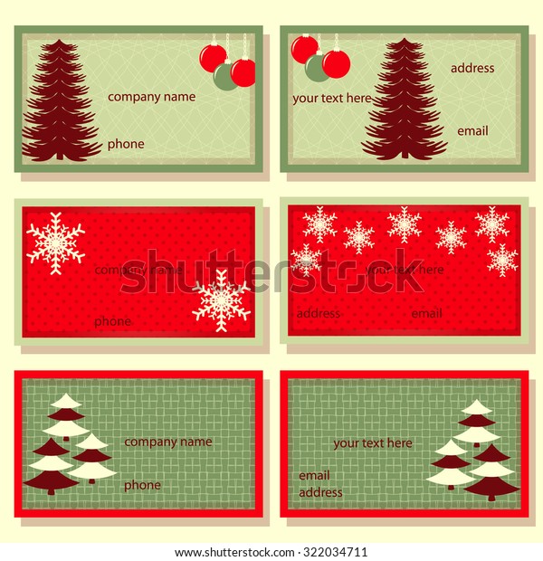 Set Christmas Vector Templates Invitations Business Stock Vector