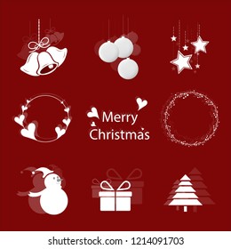 Set Christmas vector white and red.Set for Christmas day illustration.