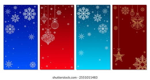Set Weihnachts-Vertikal-Banner, Hintergrund-Vektor eps