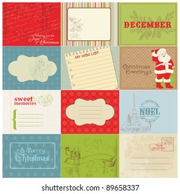 Conjunto de elementos de diseño de vintage navideño en vector