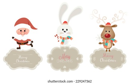 A set of Christmas vintage labels.