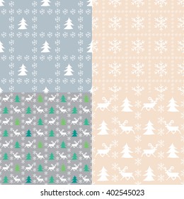 Set of Christmas  vintage seamless  Pattern