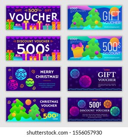 Set of Christmas voucher design. Vector illustration