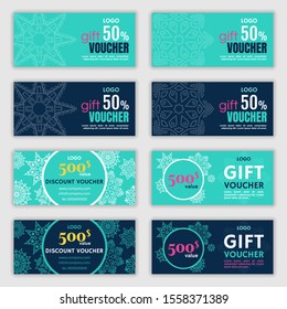 Set of Christmas voucher design. Vector illustration