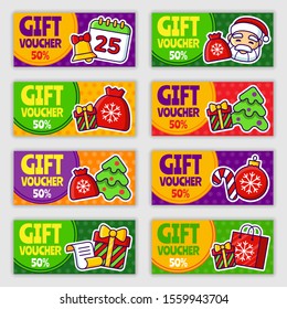 Set of Christmas voucher design. Vector illustration