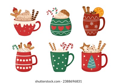 Set of Christmas winter drinks