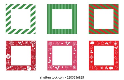  Set of Christmas and winter holiday frame. Christmas color stripe frame collection. Vector illustration.