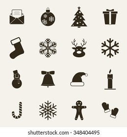 Set of Christmas and Winter icons. Vector Illustration.