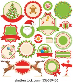 Set of Christmas Winter Labels Icons Flat Collection Isolated on White Background 