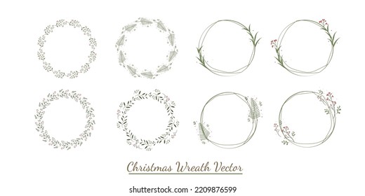 set of Christmas wreath element vector white background. Christmas wreath vector