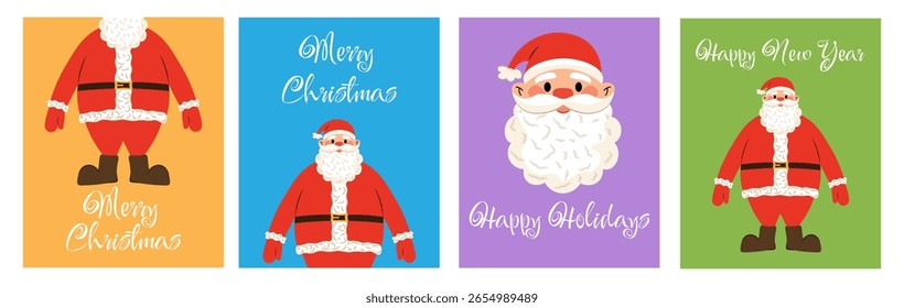 Set of chritsmas background with Santa Claus. 