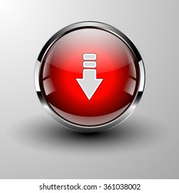 Set of chrome buttons for web site with an arrow.